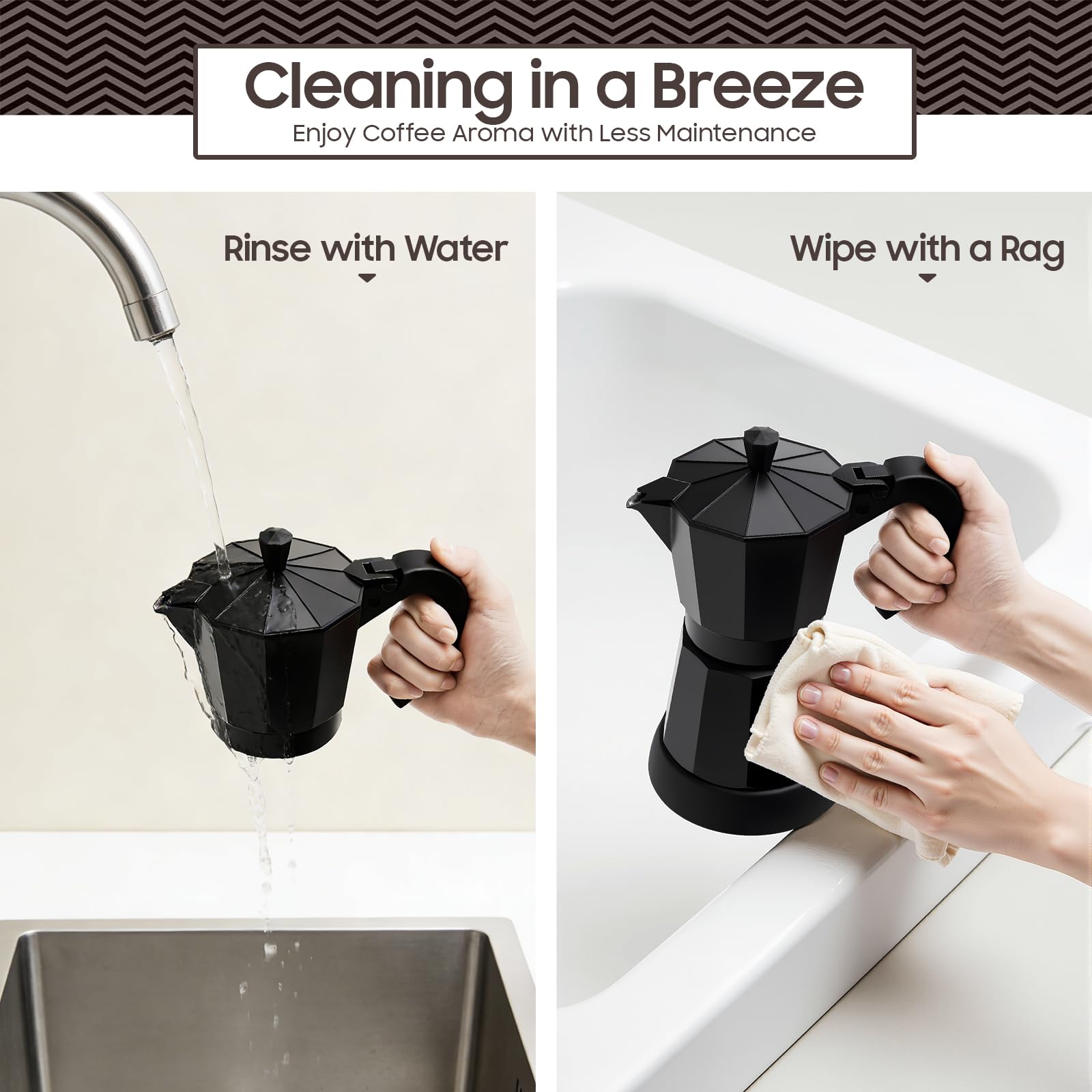 Cafetera eléctrica de 480 W, 300 ml, cafetera de aluminio, para 2-3 tazas de capuchino y americano, con válvula de seguridad, mango anticaldo, adecuado para el hogar y la oficina