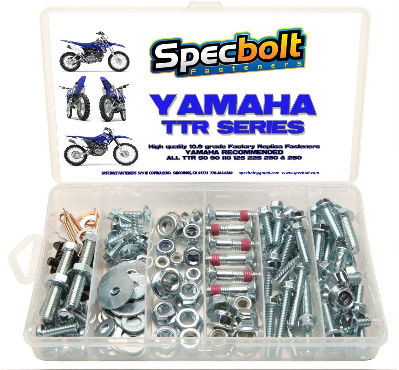 150pc Specbolt Bolt Kit Fits: Yamaha TTR Bolt Kit for Maintenance Restoration OE Type Spec Fasteners TTR50 TTR80 TTR90 TTR110 TTR125 TTR225 TTR250 TTR600 50 80 90 110 125 225 250 600 XT PW