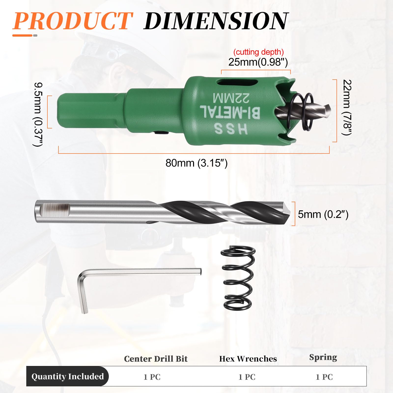 METALLIXITY Bi-Metal Hole Saw 7/8", M42 HSS Circular Head 22mm Hole Cutter with Center Drill Bit - Image 2