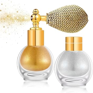 CHASPA Body Glitter Spray 2 Pack with Refill, Long-Lasting Gold + Silver Shimmer for Rave, Festival, Prom, Stage Makeup, Safe for Face Body Hair