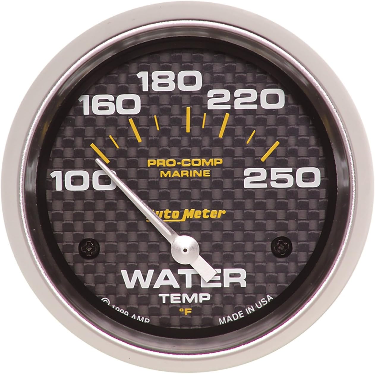 AutoMeter Gauge, Water Temp, 2 5/8", 100-250ºf, Electric, Marine Carbon Fiber (200763-40)