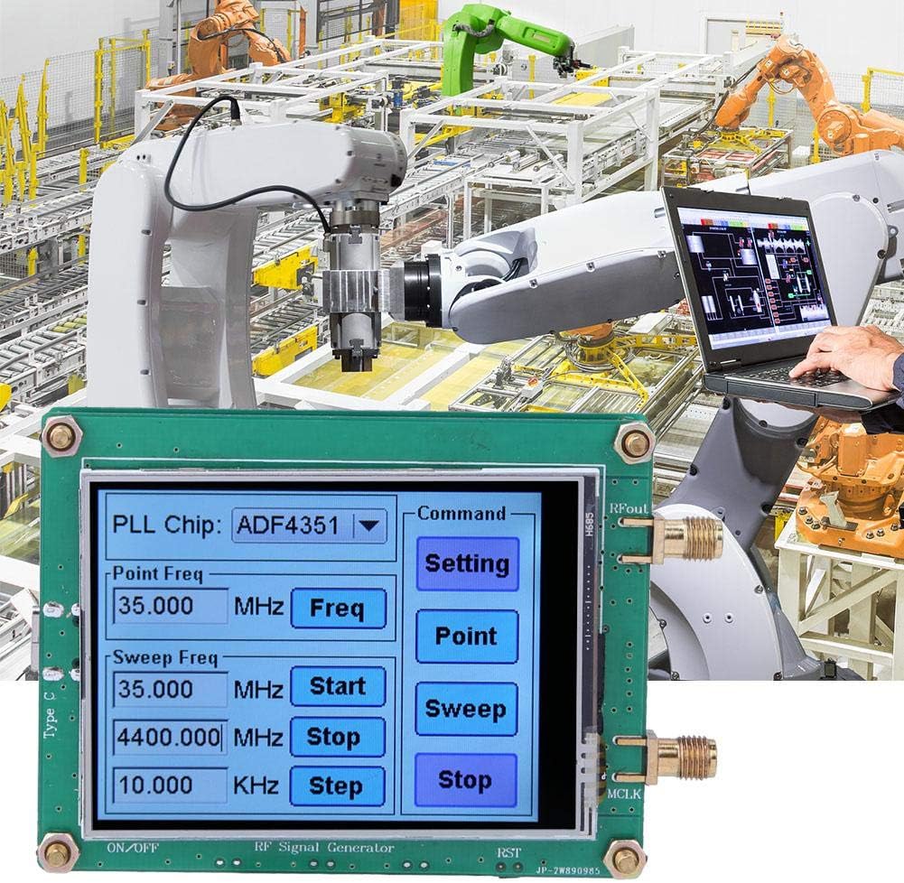 Walfront RF Signal Generator connected to a laptop for PC control in an industrial setting