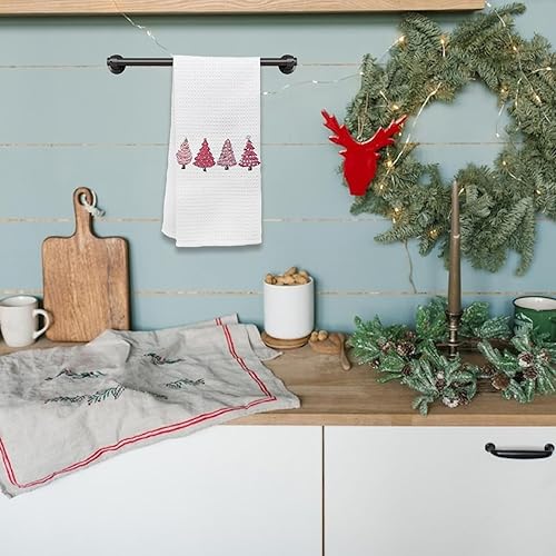 Miniatura 2 de KEUSPI Paño de cocina de estilo vintage de estilo rústico con diseño de gofre para invierno Navidad vacaciones paños de secado de té para cocina