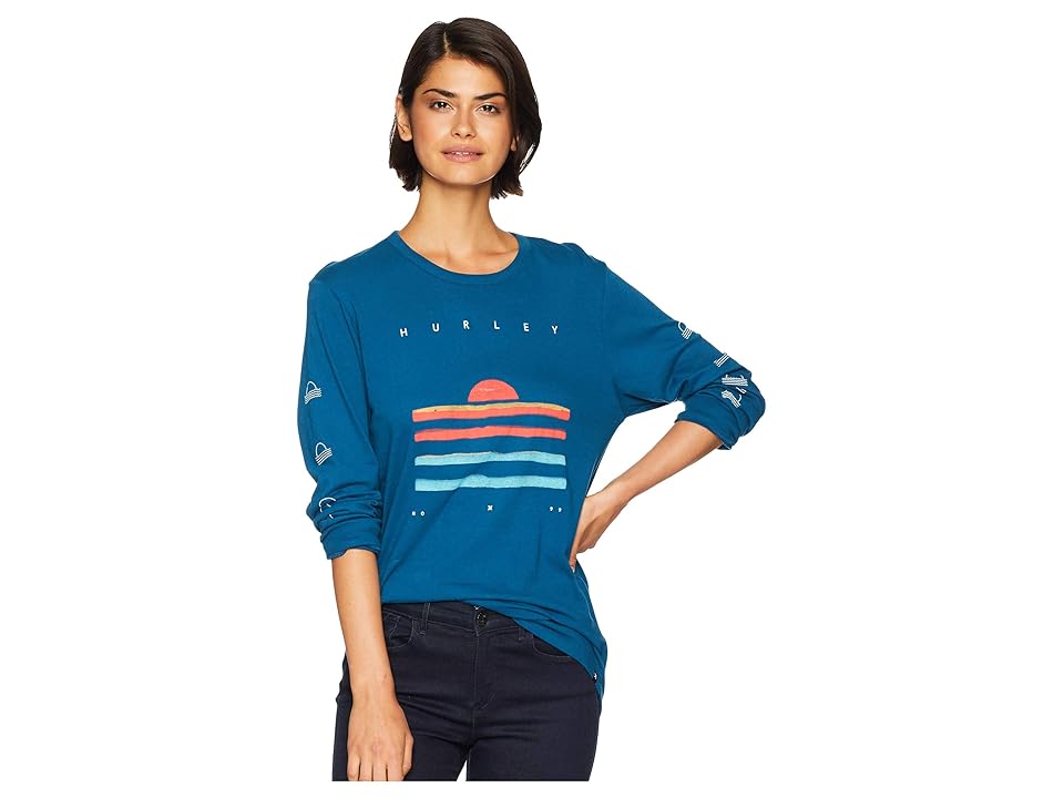 

Hurley Long Sleeve Curved Tall Perfect (Blue Force) Women's T Shirt
