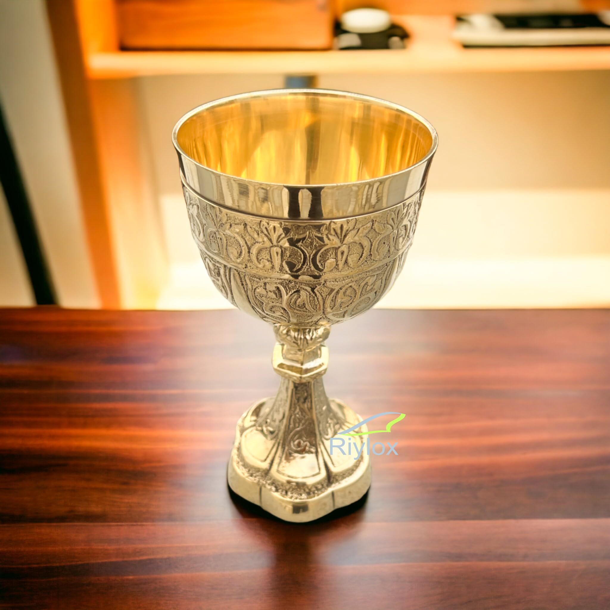Calice à vin médiéval fait à la main gothique, tasse de communion dorée du roi Arthur, laiton massif, verre fantaisie royal, fait à la main, cadeau de luxe pour mariage, Noël