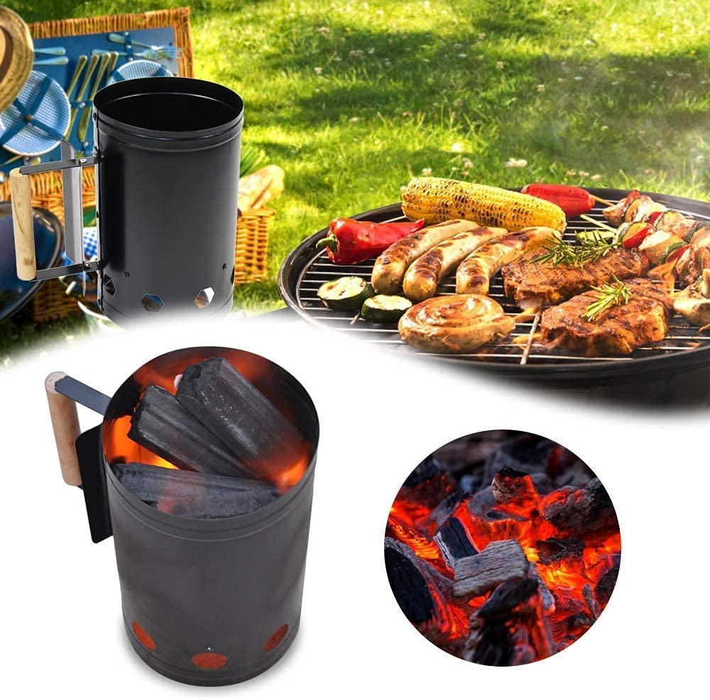 Kixre Fireplace Barbecue Charcoal Fireplace Barbecue Barrier Portable Barel Barel Barel Barel Trouble Suitable for Camping Accessories with Handle Black