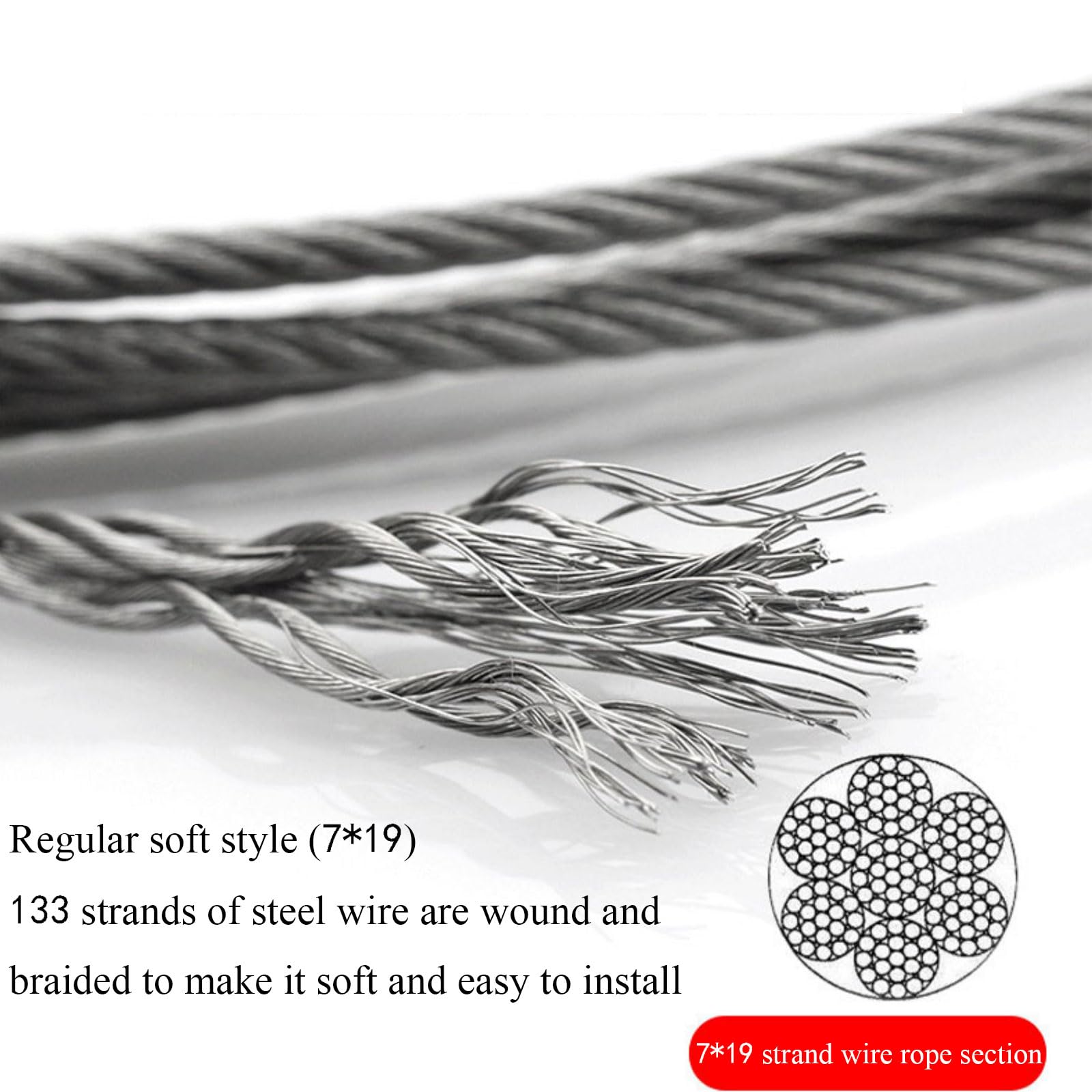 Cavo metallico in acciaio 304 in inossidabile da 10 m, cavo rivestito in plastica PVC diametro 6-20 mm(Diameter 8Mm)