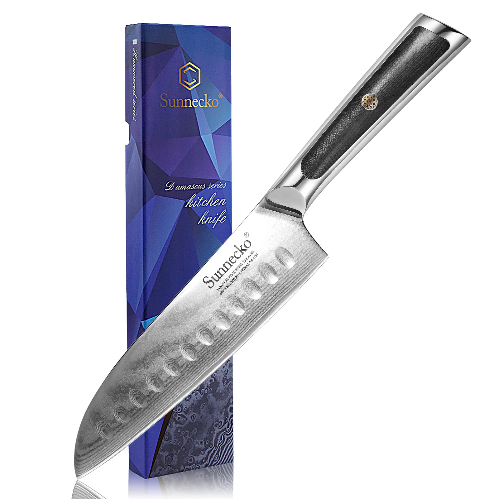 Amazon | Sunnecko 包丁 三徳包丁 180MM ダマスカス 73層 VG-10 