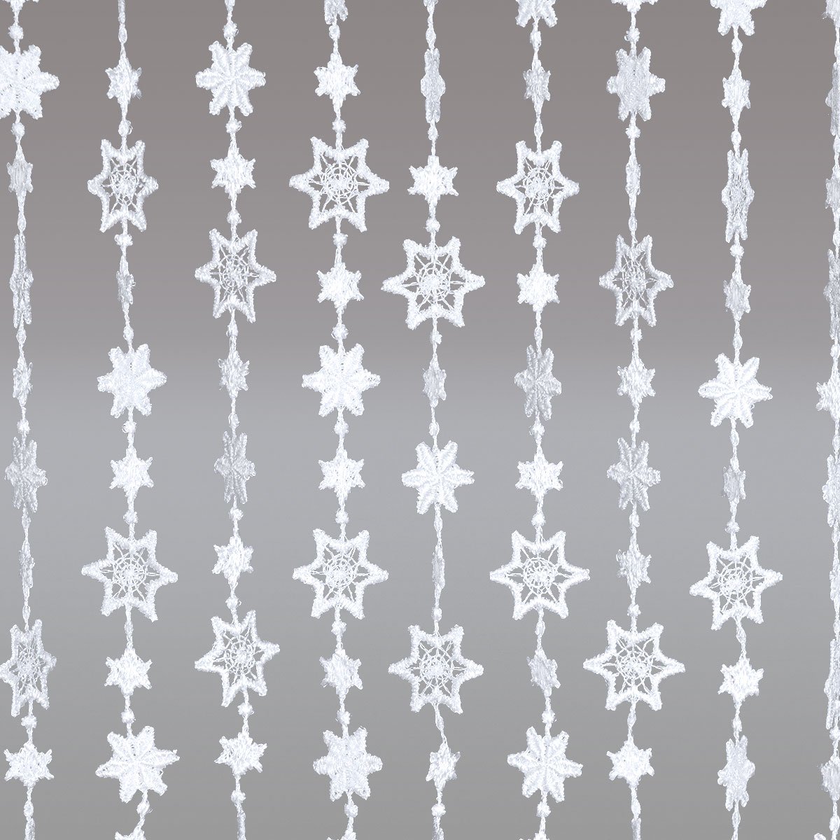 Wintergardine Schneesternchen Fadengardine mit Sternen Scheibengardine Echte Plauener Spitze