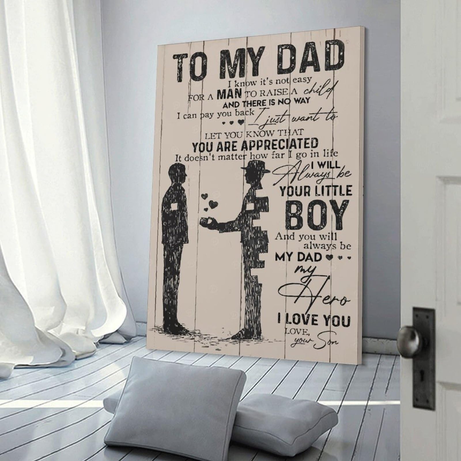 Junmoney Wall Decor Canvas Print to My Dad, 20x30inch(50x75cm), for Study, Office Or Apartment Decor, Canvas Artwork with Gifting Potential