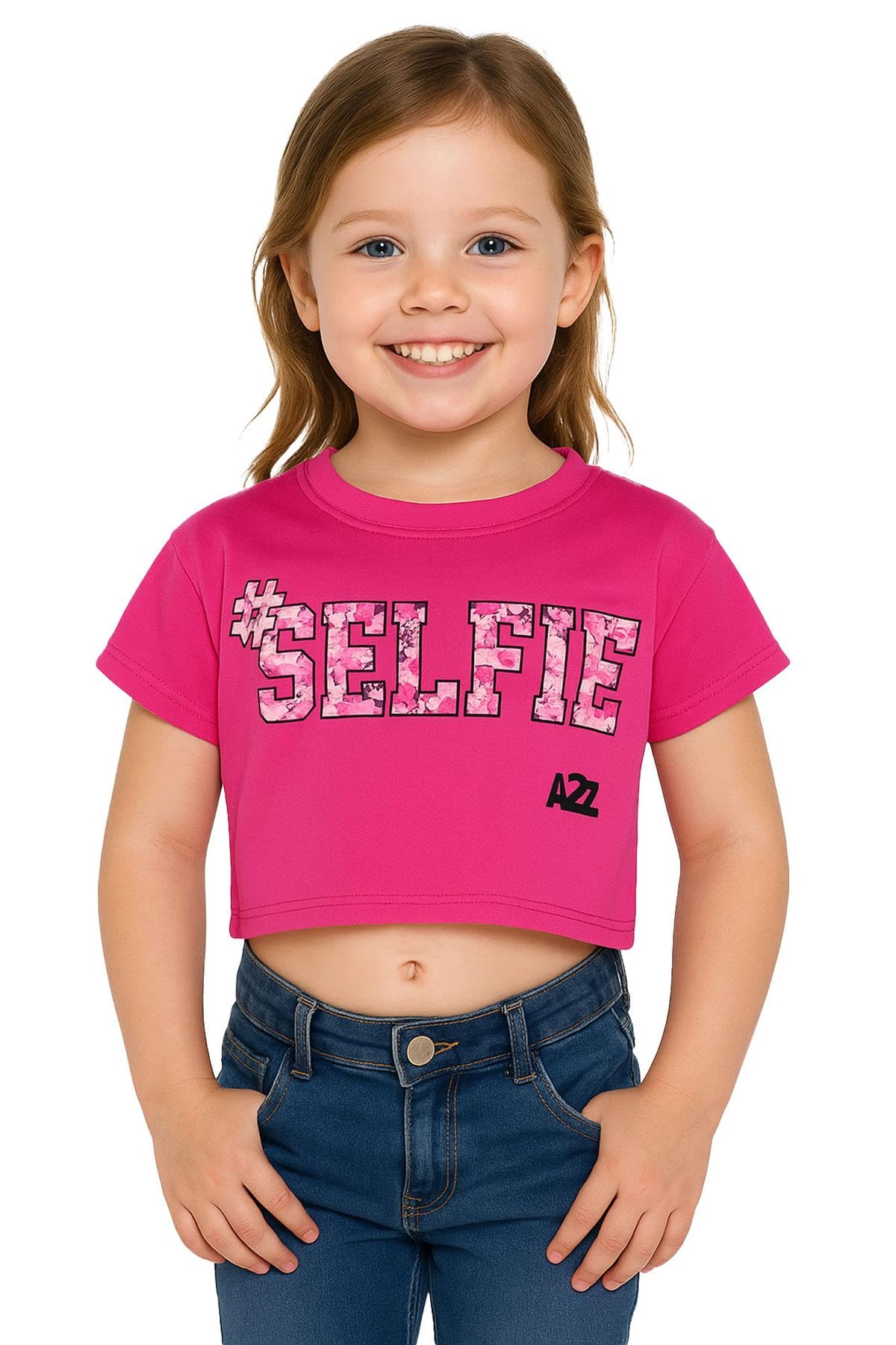 A2z 4 Kids Girls Pink Selfie Floss - Crop Top Selfie Splash 9-10