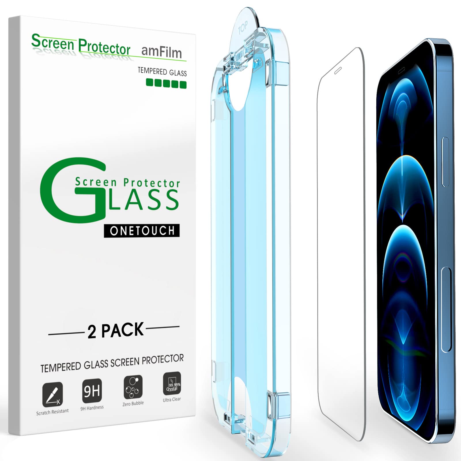 Photo 1 of amFiIm OneTouch for iPhone 12 Pro Max Screen Protector 6.7" Tempered Glass
