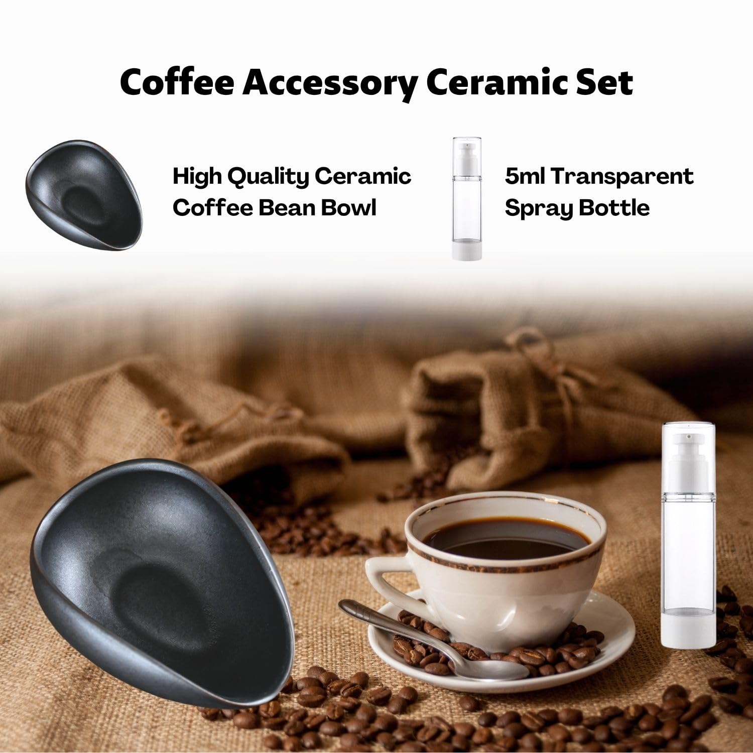 Porssaut Kaffeezubehör Set - Keramik-Dosierbecher & Sprühflasche Für Espressozubereitung