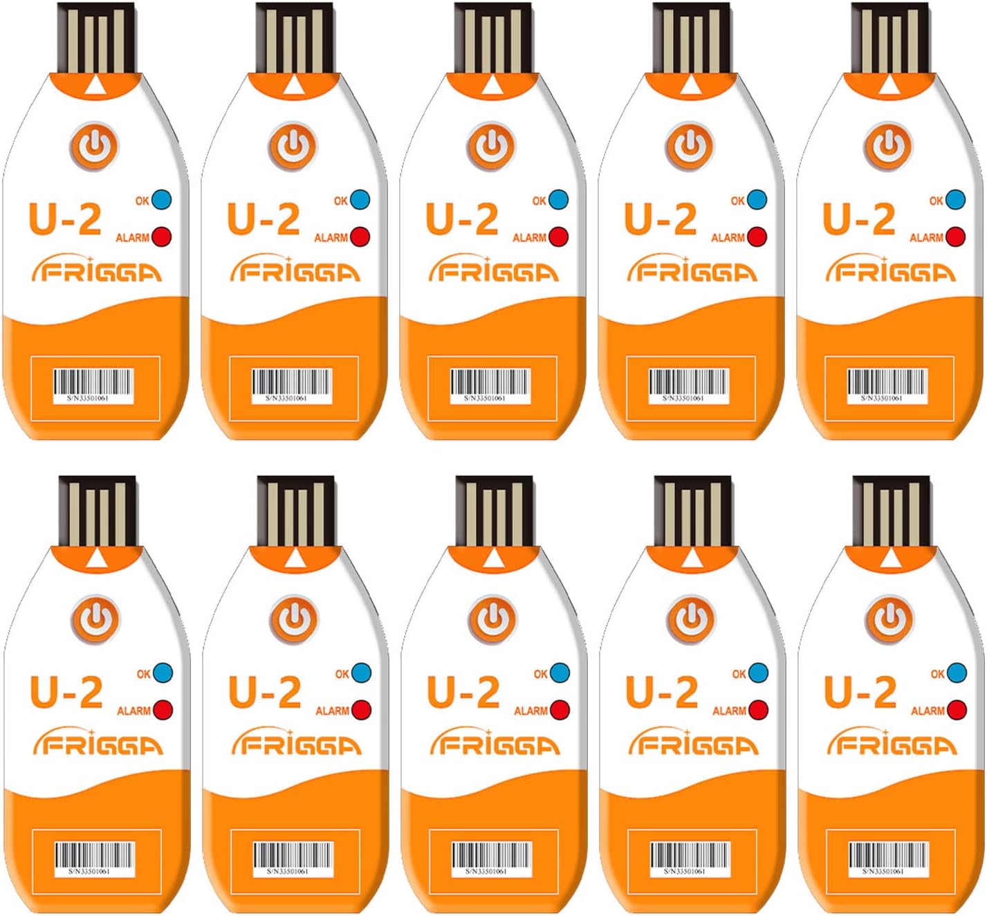 Frigga 10pcs 100 Days USB Temperature Data Logger Single Use Temperature Recorder High Accuracy Thermometer Monitor 14400 Points with PDF CSV Report,U2