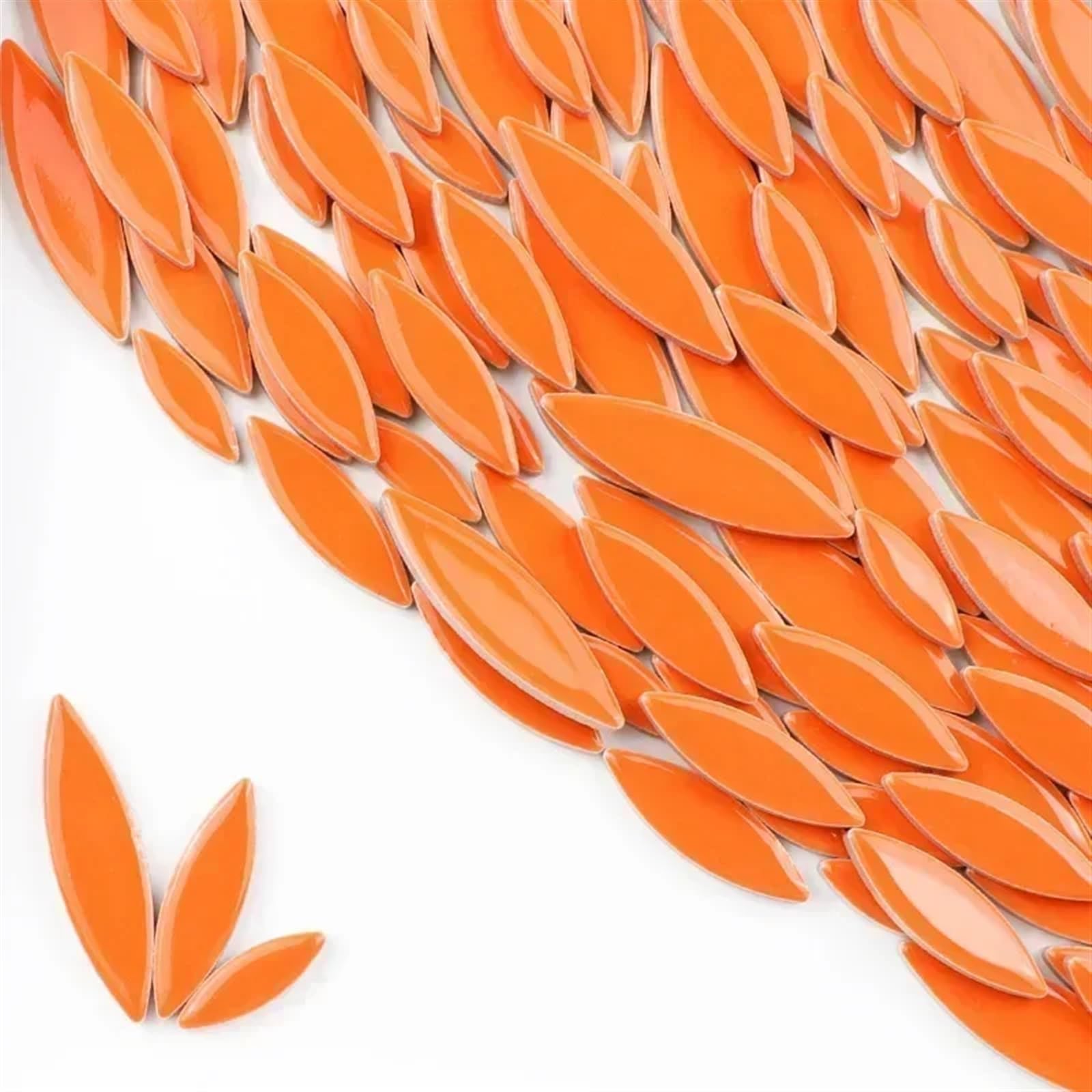 Xlyrriun Orange Red 85G Ceramic Petal Mosaic Tiles Diy Porcelain Leaf Tile Willow Leaves Making Stones For Walls, Crafts(Orange Red)