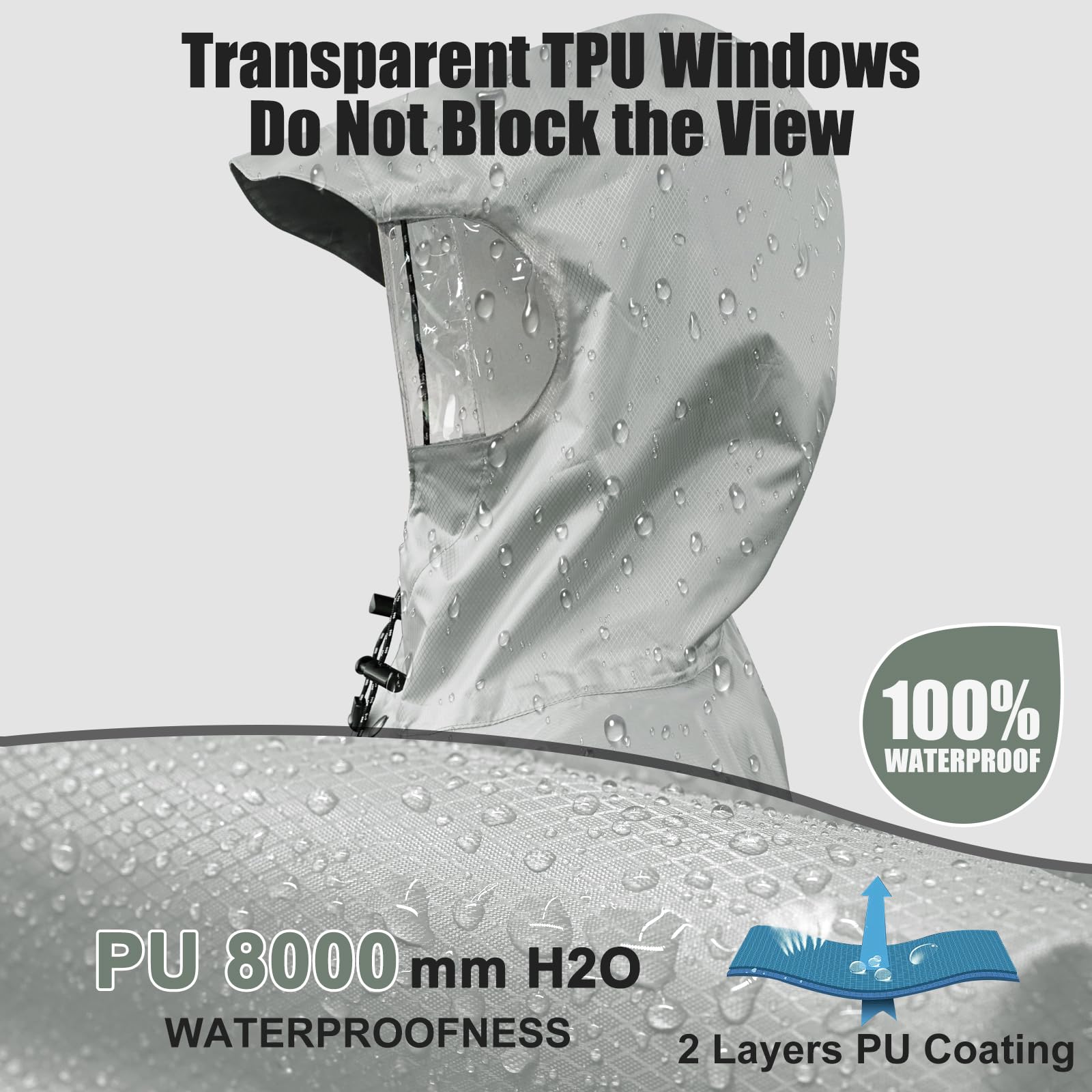 Andake Poncho Uomo Donna Impermeabile Unisex Giacca da Pioggia Antivento Resistente alle Rughe Impermeabile riutilizzabile per Campeggio Escursionismo Outdoor e Uso Quotidiano