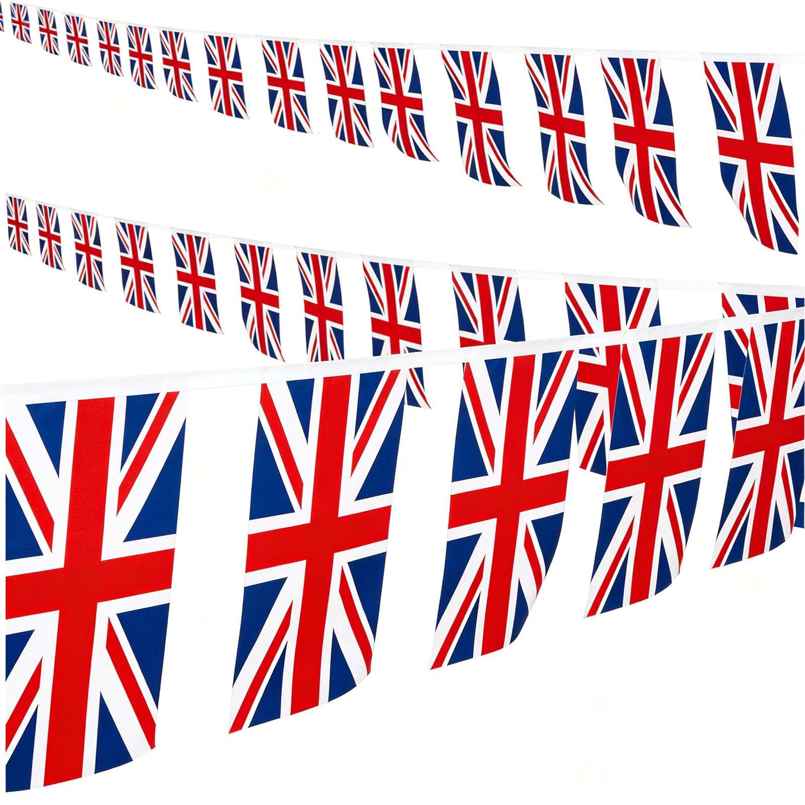 Union Jack Flag Bunting 12m - 30 British UK Flags 14x21cm - Classic British Design Polyester Bunting for Garden Party & Pub Decor — image 1