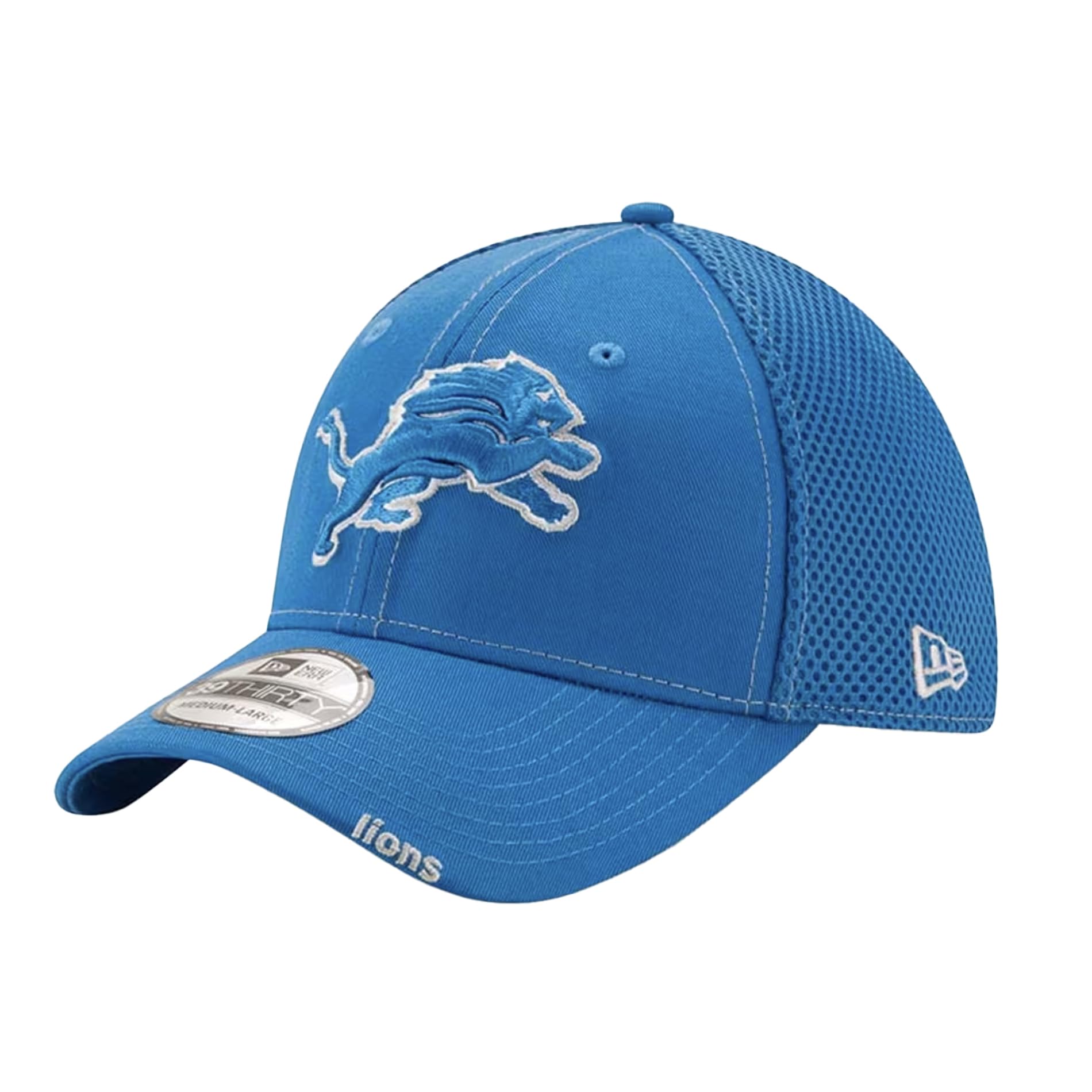 New Era Unisex-Adult NFL 39THIRTY Team Color Neo Primary Logo Stretch Fit Flex Football Cap Hat, Detroit Lions, Large-X-Large