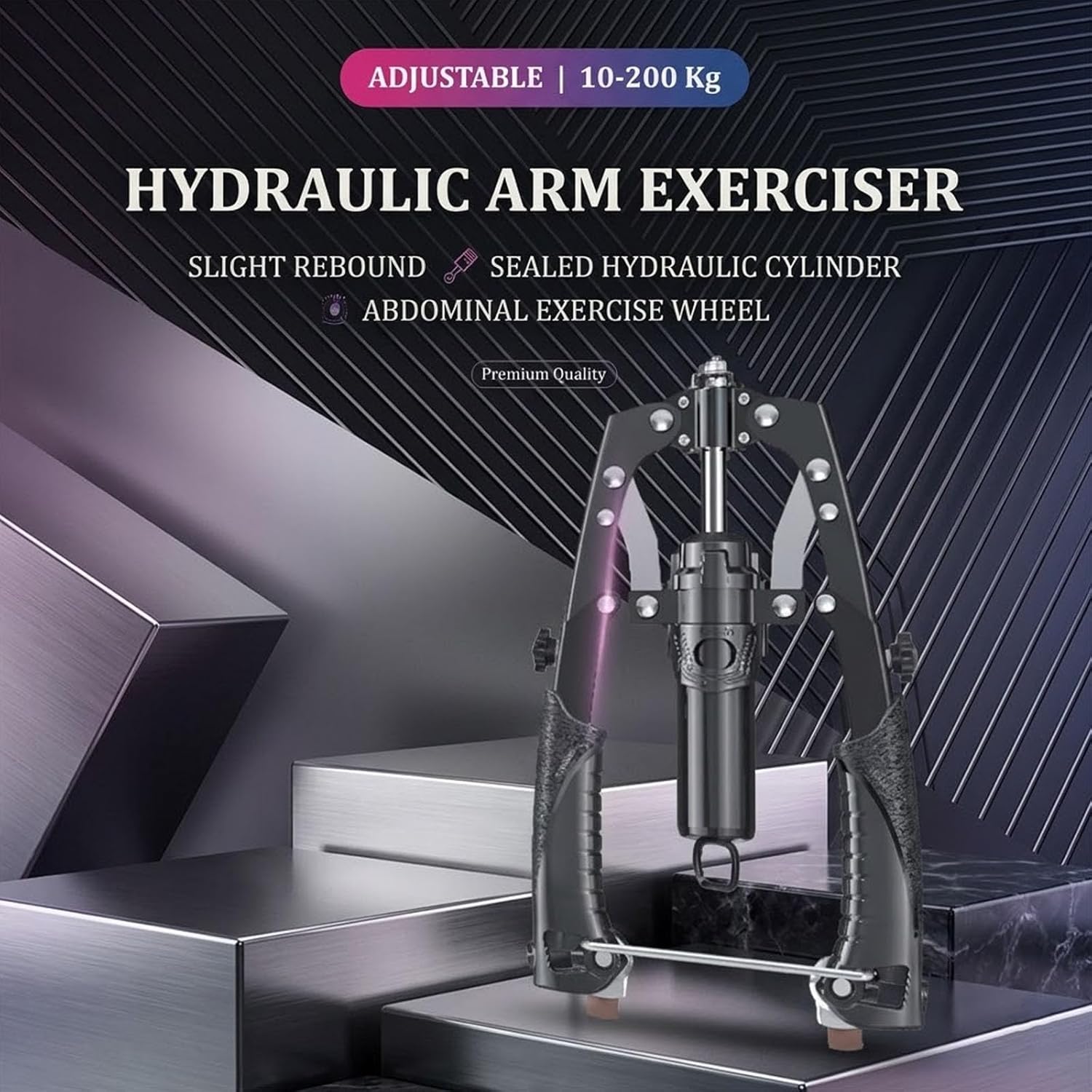 Muscle Trainer - Full-Body Strength at Home, Hydraulic Arm Trainer, Chest & Arm Twister, Chest Workout Equipment, 22-440lbs for Strength Trainer, with Ab Roller Wheels