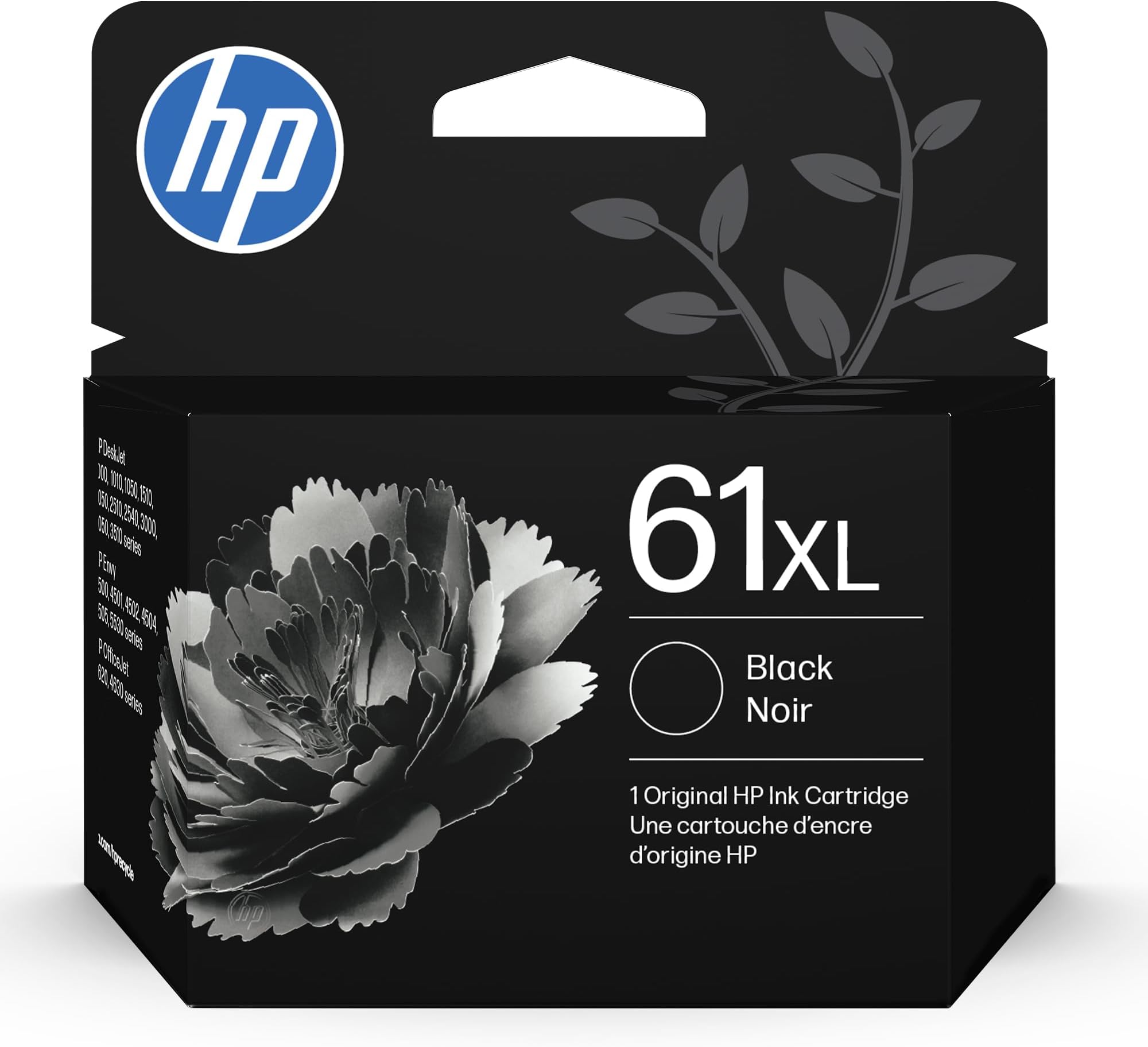 HP 61XL Black High-Yield Ink | Works with DeskJet 1000, 1010, 1050, 1510, 2050, 2510, 2540, 3000, 3050, 3510, Envy 4500, 5530, OfficeJet 2620, 4630 | Instant Ink Eligible | CH563WN|Packaging May Vary