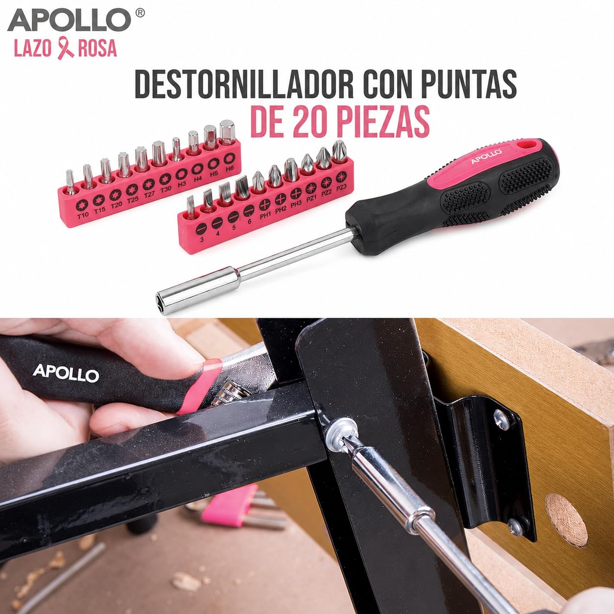 Hi-Spec Apollo Juego Completo de Herramientas para Hogar, Rosa | 170 piezas, maletín manual, para reparación, mantenimiento y bricolaje en oficina, taller y casa, uso diario