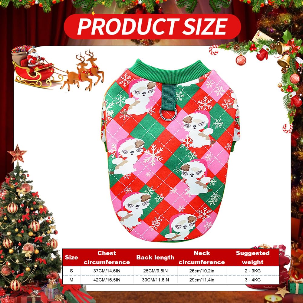 1pc Pet Dog Clothes Christmas Pink Lattice Puppy Apparel Xmas Classic Warm Plaid Dog Jumper Snowflake Soft Pullover Kittens Sweater Winter Cosy Tiny Dogs Sweater for Small Medium Puppy Kittens (S) - Image 2