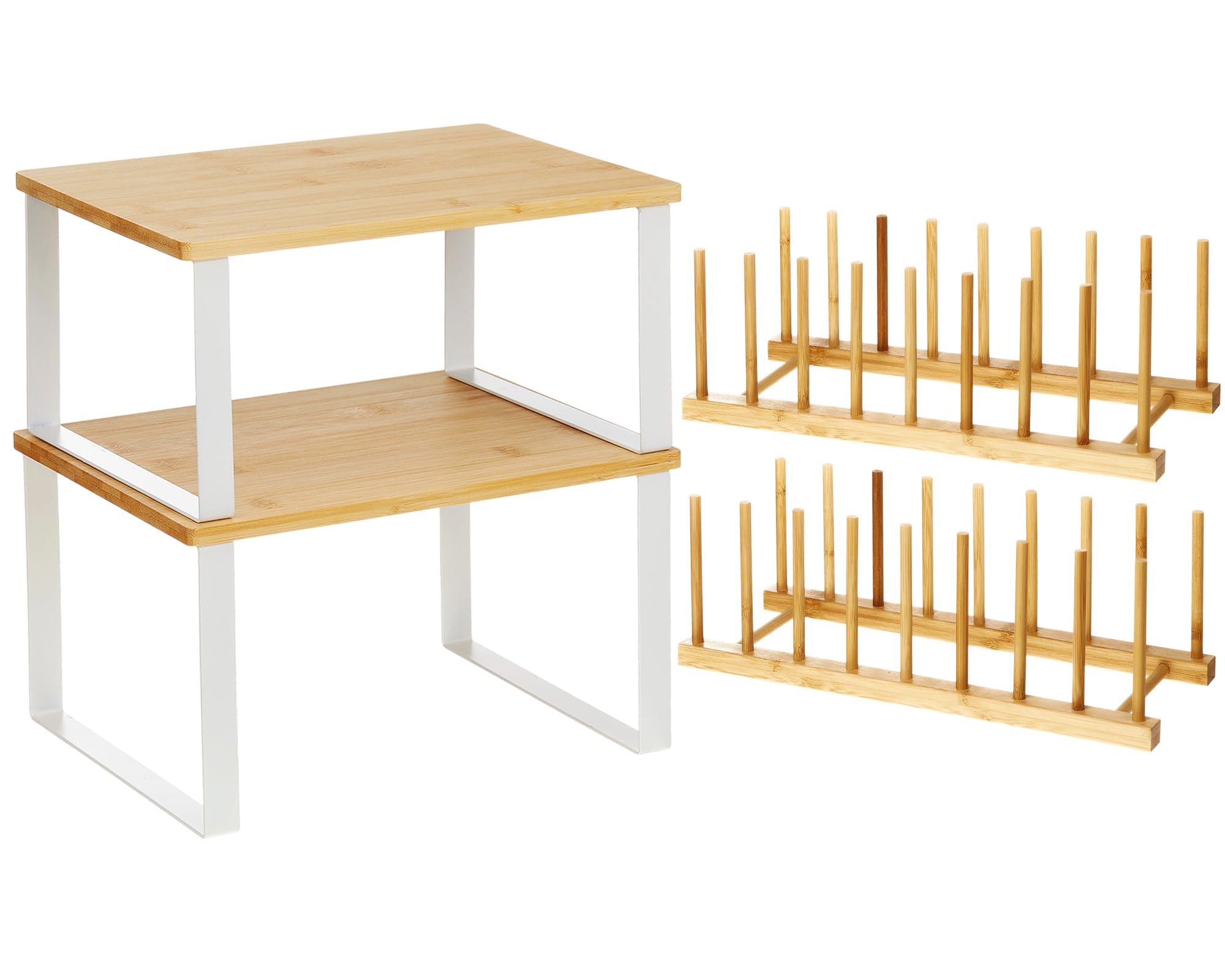 4 Pcs Kitchen Organizer Accessories Set for Cabinet, Wood, 11.8 x 7.9''