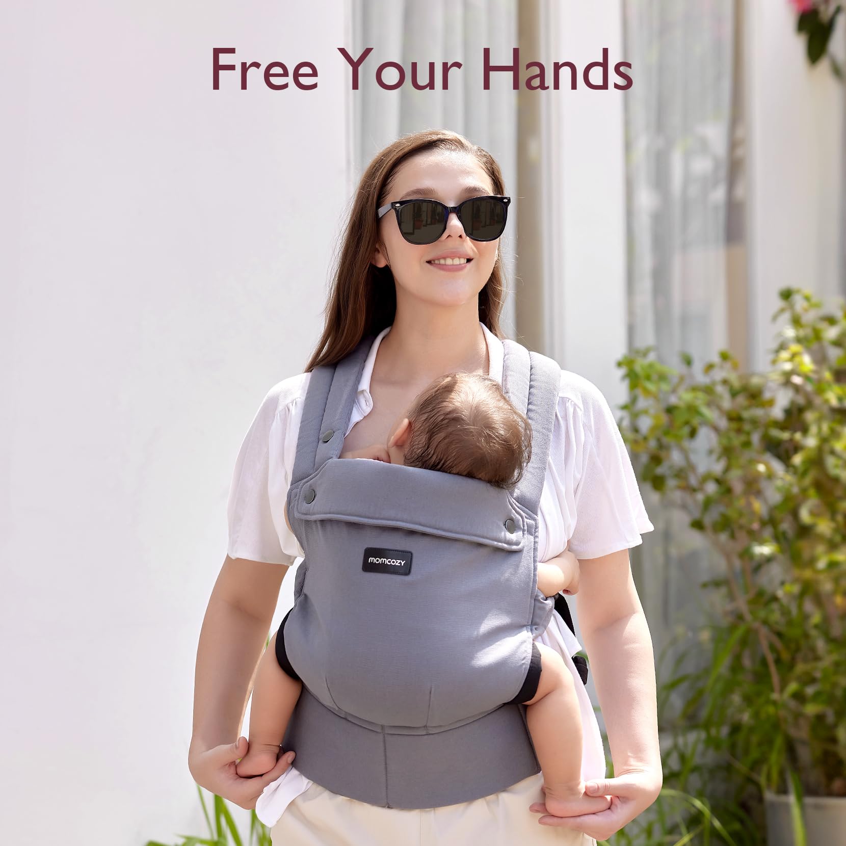 Chusta Ergonomiczna Momcozy – Wygodna, Lekka, Dla Dzieci 3–20 kg, Łatwa w Zakładaniu, Idealna do Aktywnego Rodzicielstwa, Szary