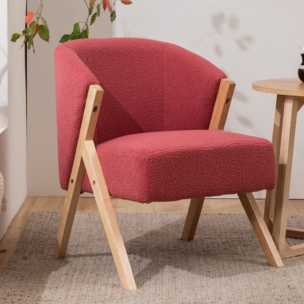 Chaise d'accent boucle rouge dossier en U fauteuil salon chambre