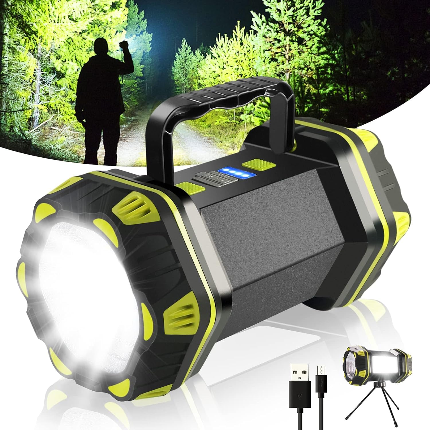 DY-ROS LED Torch Light, 1200 Lumen Camping Lantern, 8 Modes Rechargeable Flashlight with 4800mAh Power Bank and Tripod LED Searchlight Ultra-Long Standby Waterproof Spotlight (B0D4DD2N21) Amazon Price History, Amazon Price Tracker