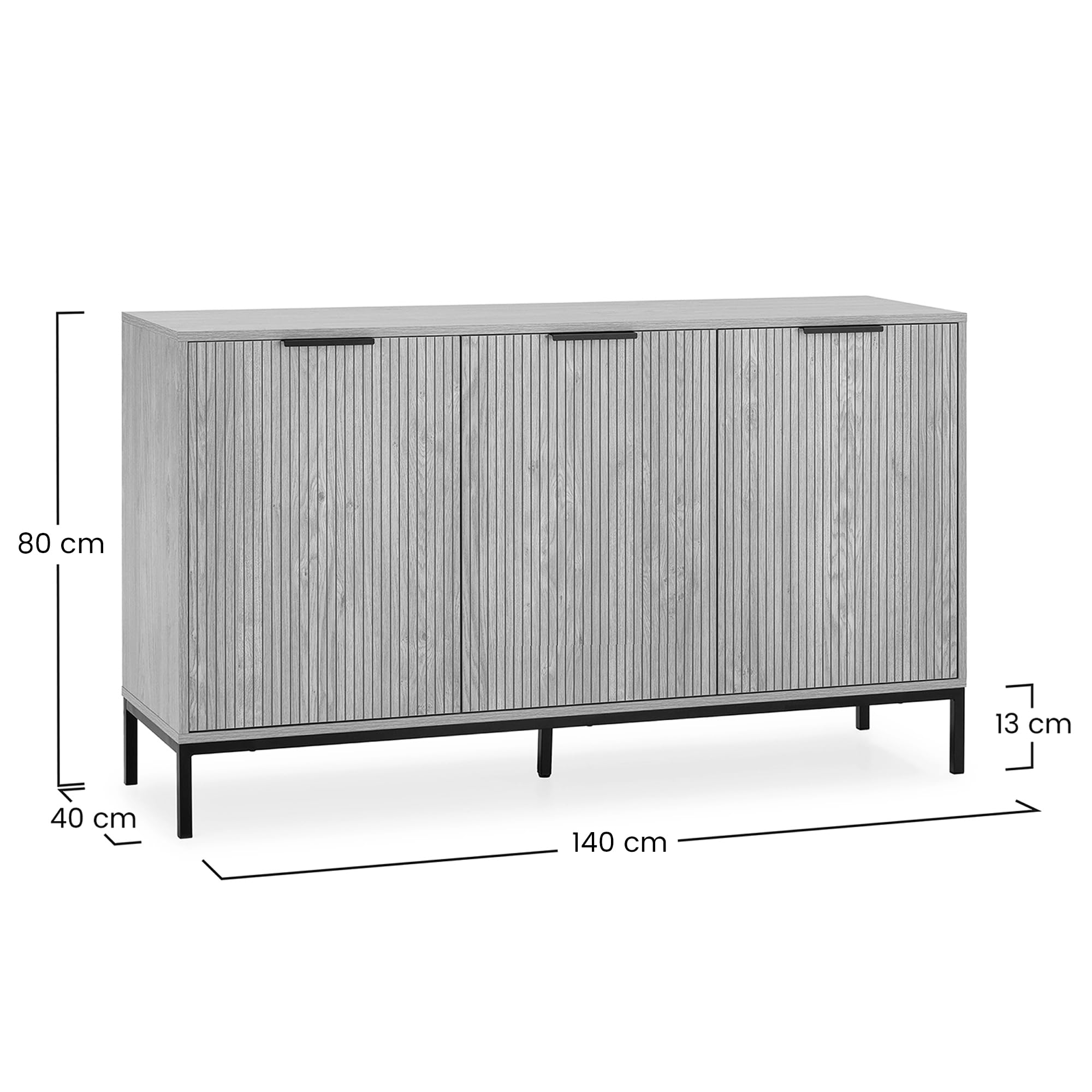 HOMN LIVING Aparador Mónica 3 Puertas Color Madera, 140 cm (Ancho) 40 cm (Profundo) 80 cm (Altura)