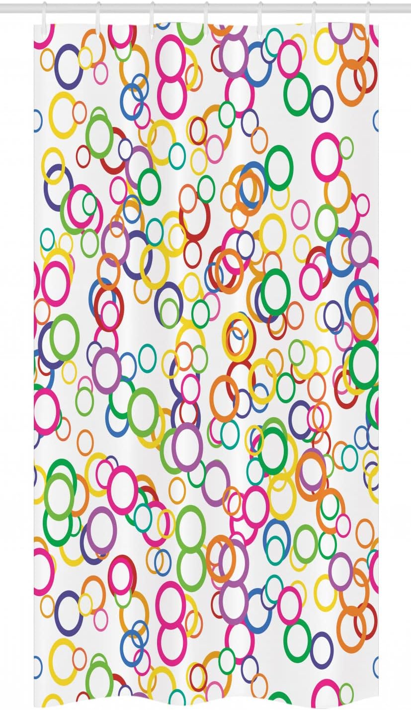 Ambesonne Rainbow Stall Shower Curtain, Circles Rainbow Party Gatherings Spectrum Round Summertime Joy, Fabric Bathroom Decor Set with Hooks, 36" W x 72" L, Lavender Salmon