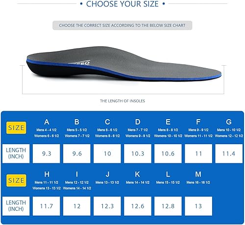 Miniatura 6 de Plantillas para pies para fascitis plantar con soporte de arco ortopédico para aliviar los pies planos, arco alto (hombres 9-9 12  Mujeres 11-11 12)