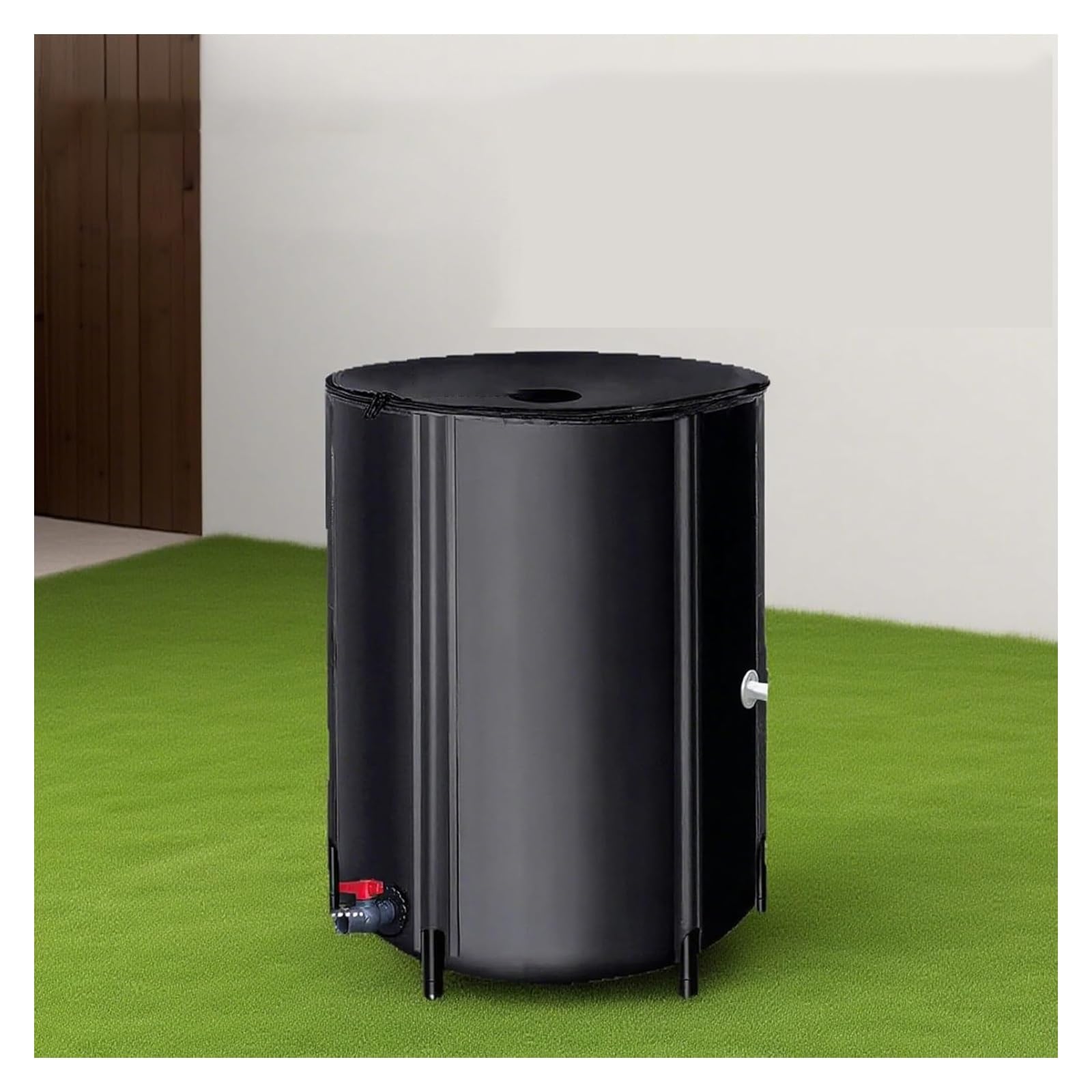 Sistema portátil de recolección de Agua de Lluvia de 1350 l para riego de Jardines (Negro)