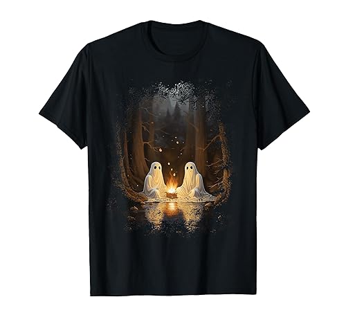 Vintage Ghost Campfire Camping Gothic Halloween T-Shirt