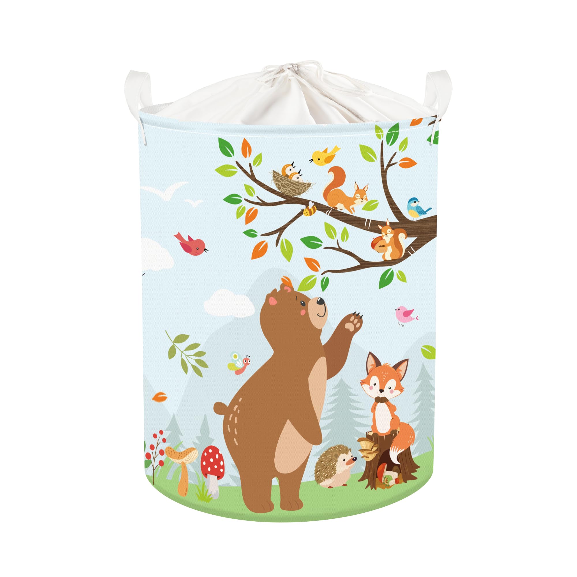 Cestino Portaoggetti Cesta Porta Biancheria Bambini 63L - Pieghevole Con Stampa Fiore E Farfalla Cestino Giocattoli Farfalla