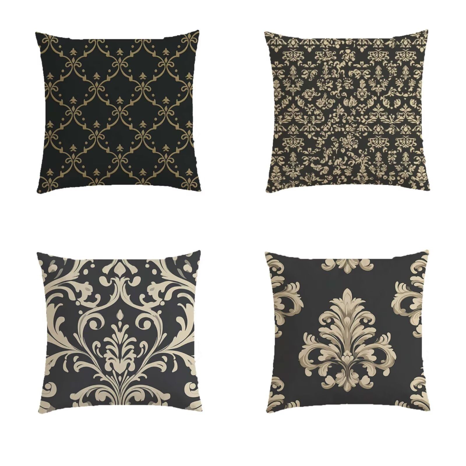 Housse coussin extérieur 80x80 effet lin de qualité supérieure brun foncé