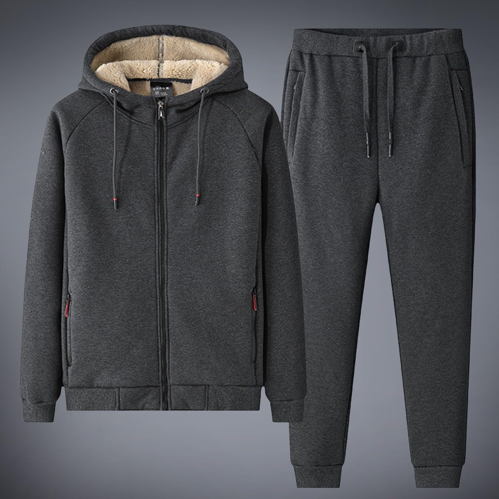 Herren-Loungewear-Fleece-Set, Kapuzenpullover, Jogginghose, 2-teiliges Set