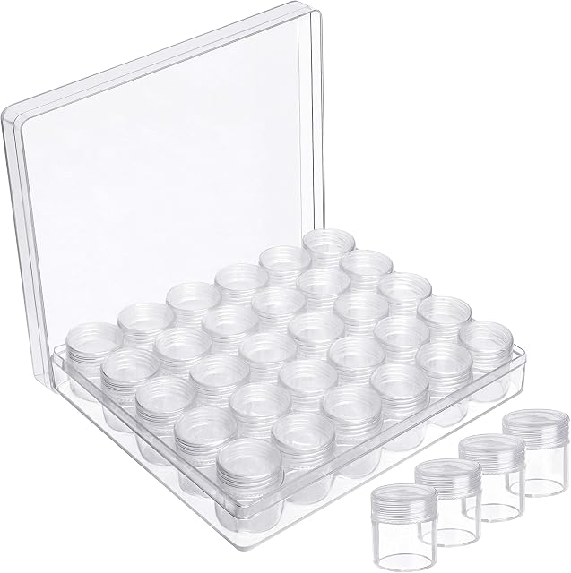 Kurtzy Clear Plastic Bead Storage Organiser Box - 30 Small Removable Compartment Containers with Lids for Diamond Dot Painting Beads, Jewellery, DIY Nail Art, Earrings, Glitter & Embroidery