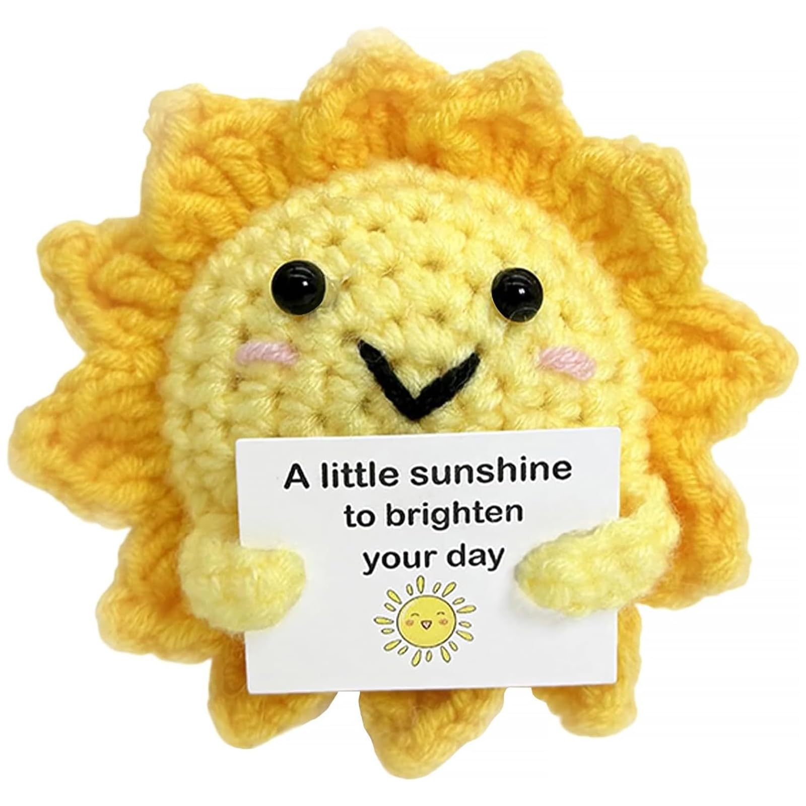 ASREJUR Sunshine Emotional Positive Gifts,Mini Crochet Gift for Encouragement,Sunshine Plush with Motivational Note Card,Funny Good Luck Charm Ornaments for Positive Fall Decor,Family Members,Friends