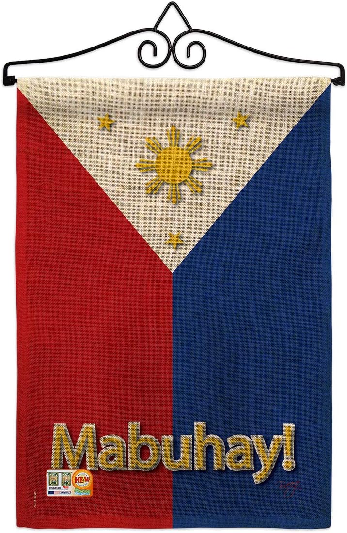 Philippines Garden Flag Set Wall Holder Regional Nationality Nation International World Country Particular Area Small Decorative Gift Yard House Banner Made In USA 13 X 18.5
