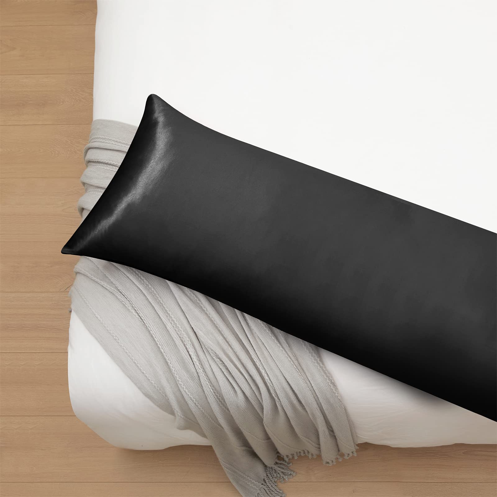 Ersmak Juego de 2 Fundas de Almohada de satén para el Cuerpo, 20 x 54 Pulgadas, Funda Ultra Suave para Cabello y Piel, Funda de Almohada Lateral Larga con Cierre de sobre