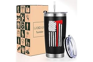 Firefighter Gifts for Men, Thin Red Line Flag Design Travel Tumbler: The...