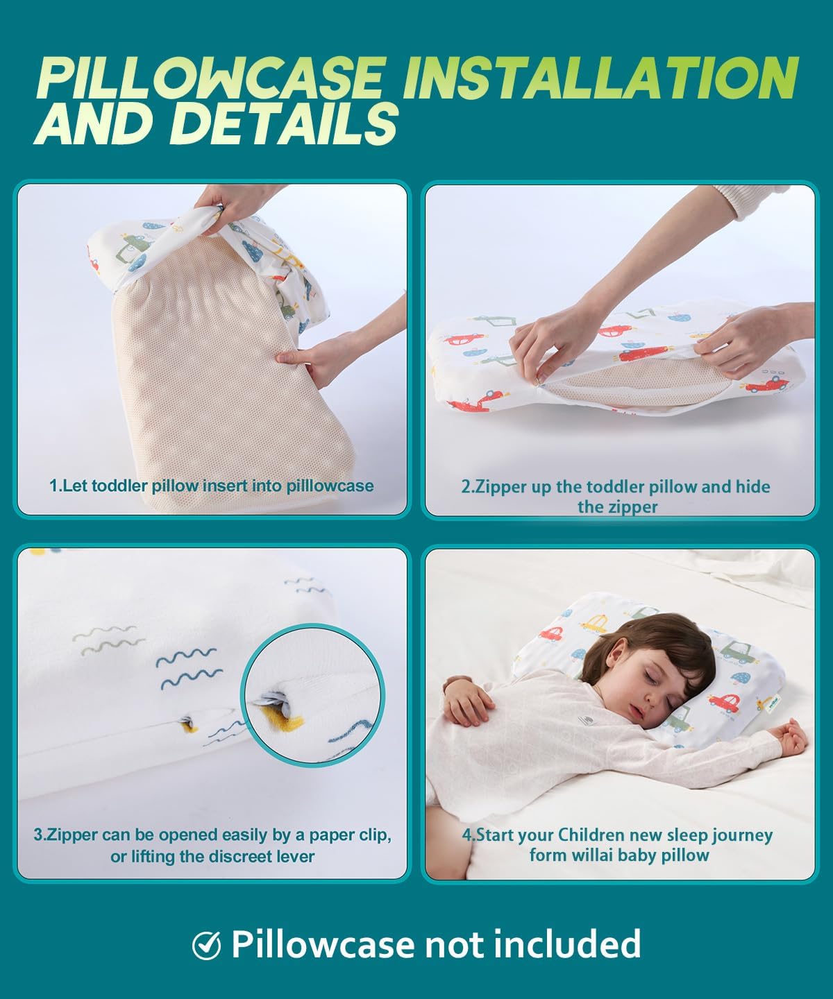 willai Toddler Pillow,12X19 Soft Kids Pillows for Sleeping,Small Toddler Pillows 2-5 Years Old,Machine Washable Kids Pillow, Perfect for Travel, Toddlers Cot