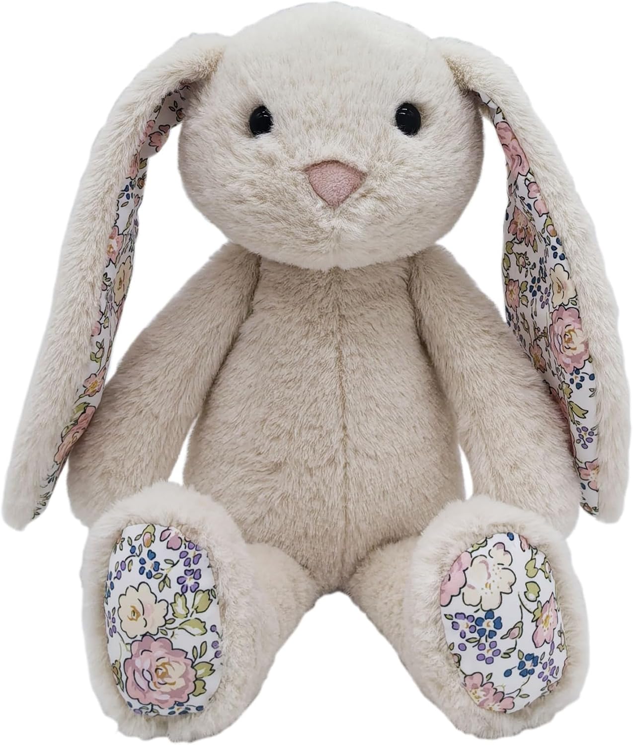 Easter Bunny Stuffed Animals with Cotton,Safe Material Soft Washable Stuffed Bunny,Cute Plush Toy Rabbit Easter Decoration Birthday Gift for Boys and Girls, Crushed Flower,9"
