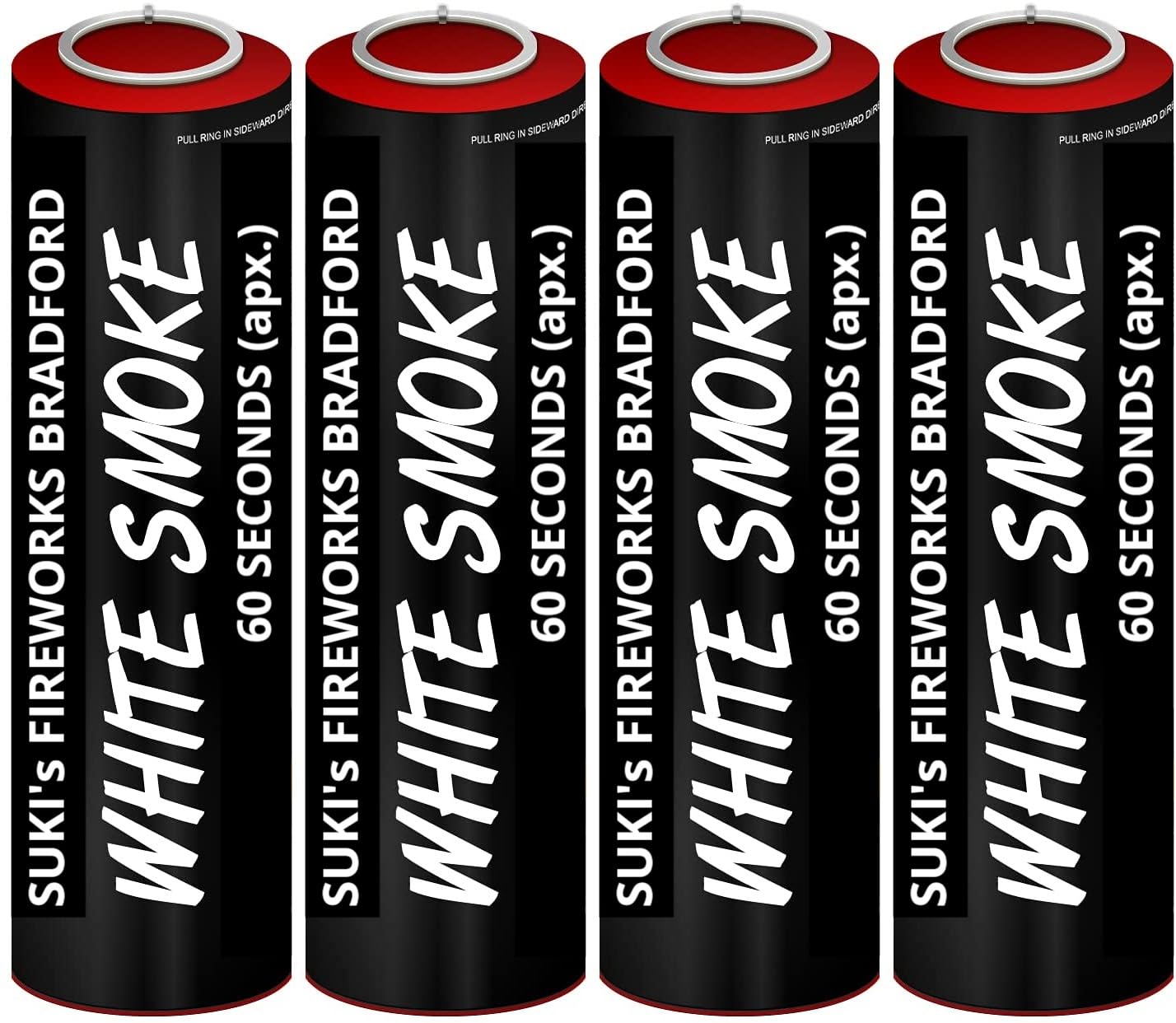 GOLDEN TIGER FIREWORKS RING PULL SMOKE GRENADES COLOURED FLARES FOR WEDDINGS PARTIES - Pack of 4 Colors (White)