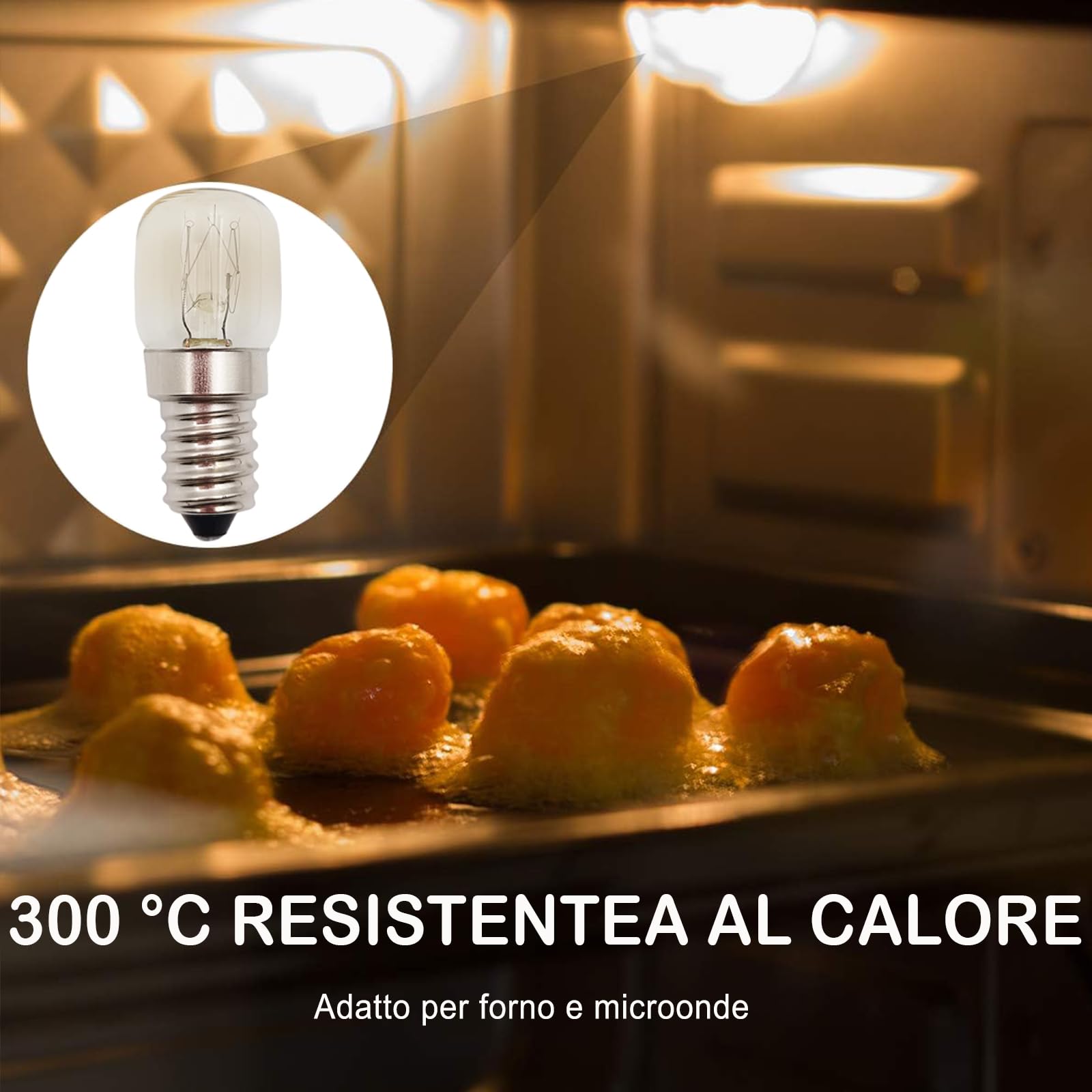 10 Lampadine Sale E14 25W - Luce Calda 2700K, Resistente Al Calore Fino A 300&deg;C - Per Forni, Microonde, Lampade Di Sale