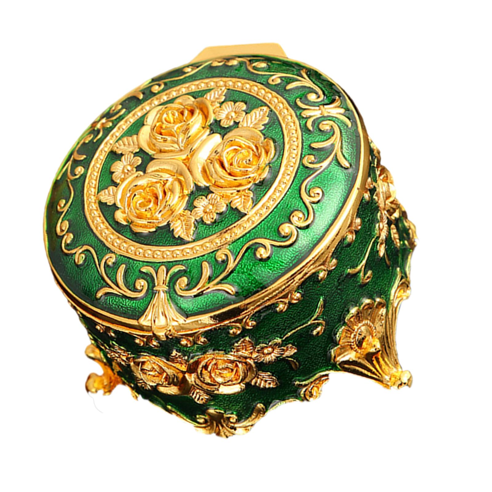 Maxtonser Vintage Enameled Jewelry Storage Box Elegant Desktop Organiser For Rings Earrings Necklaces with Secure Closure