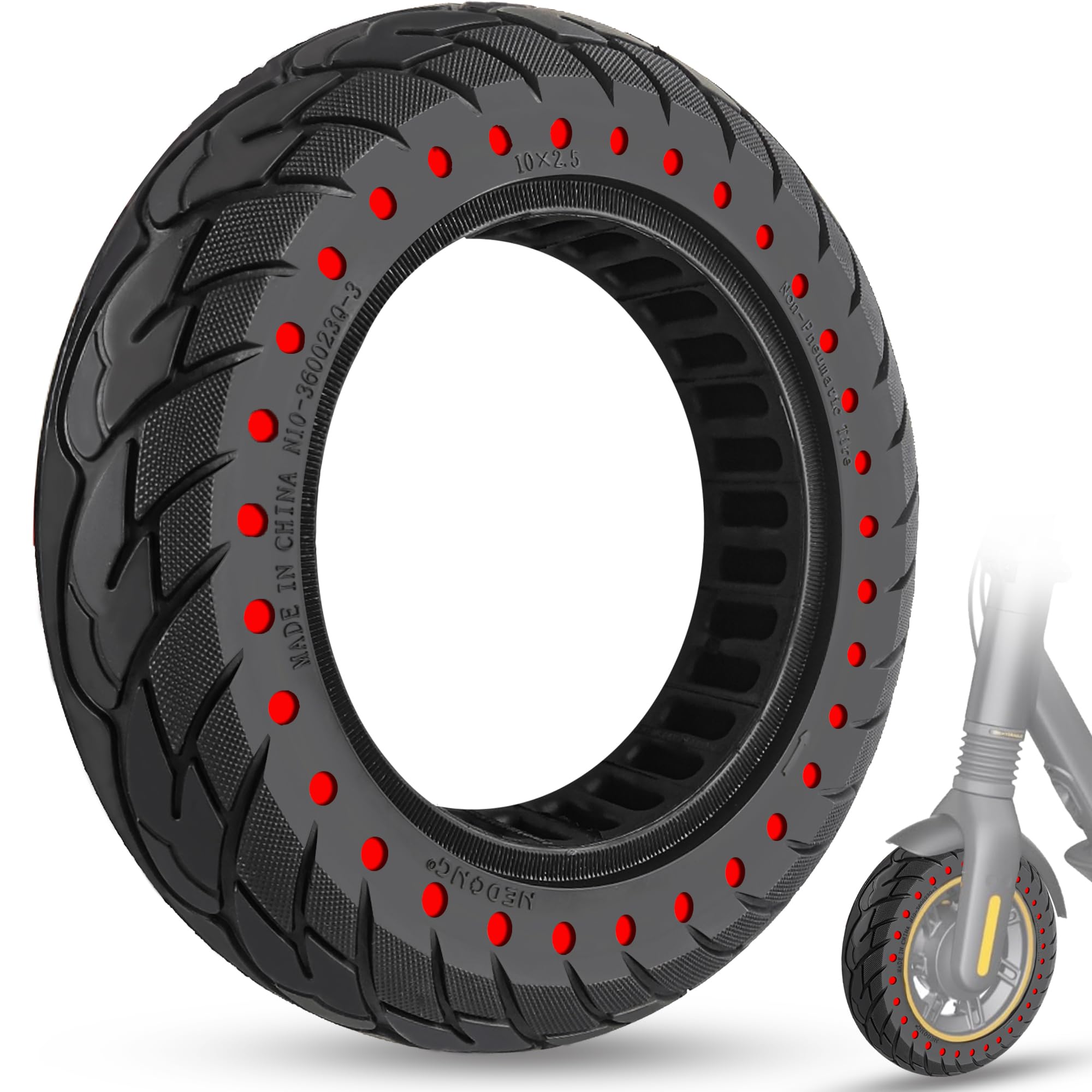 GLDYTIMES 10 x 2.5 Inches Electric Scooter Tire 60/70-6.5 Solid Tire Fit for Ninebot Max G30P G30LP~Gotrax G5 G6~Hiboy Max 3~Hover 1 Alpha~Zero10X~OKAI Neon Pro, 10
