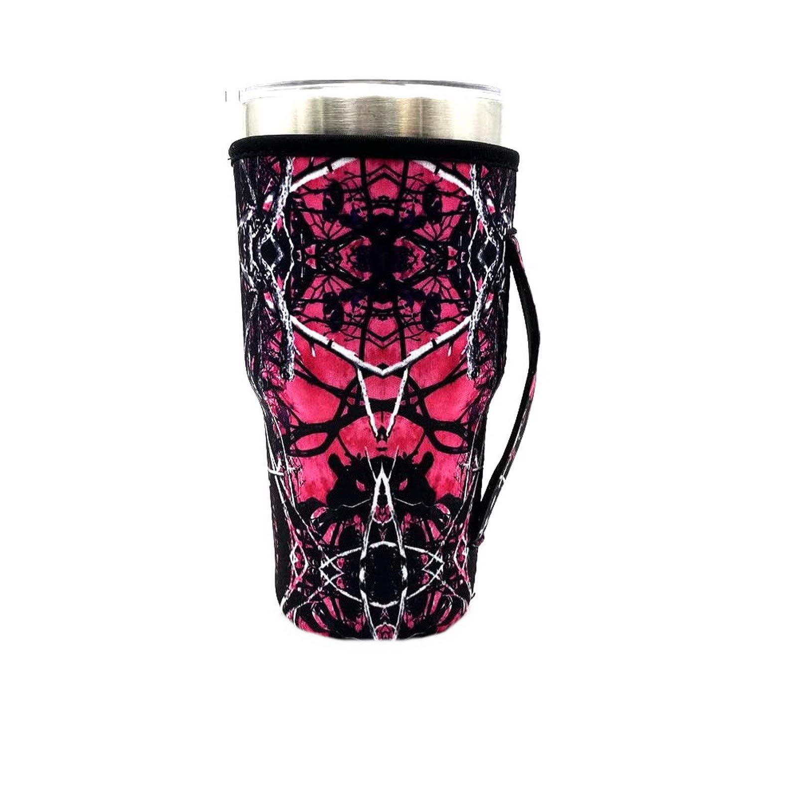 AJLTPAReusable Iced Coffee Cup Sleeve Neoprene Insulated Sleeves Cup Holder with handle Idea for 30oz - 32oz Tumbler Cups, protein shake bottles (Only Cup Sleeves) (Pink Camouflage)